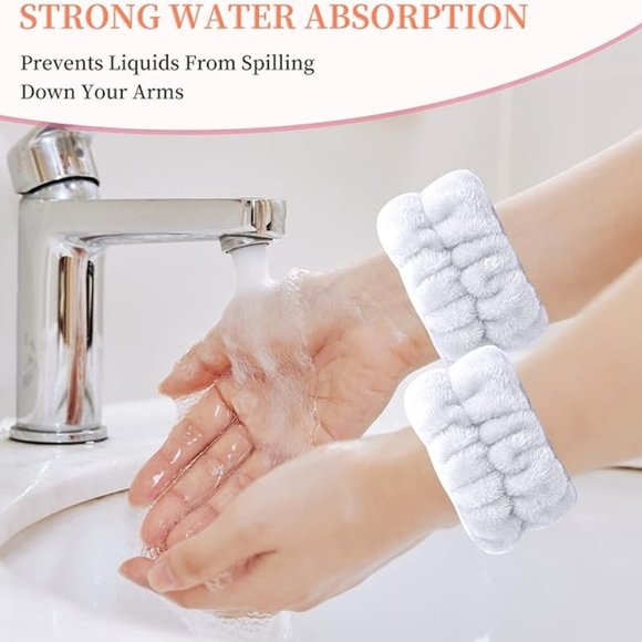 BOGOWomen's Face Washing Wristbands Wrist Towels for Washing Face 1 set(2 bands) - Picture 8 of 16